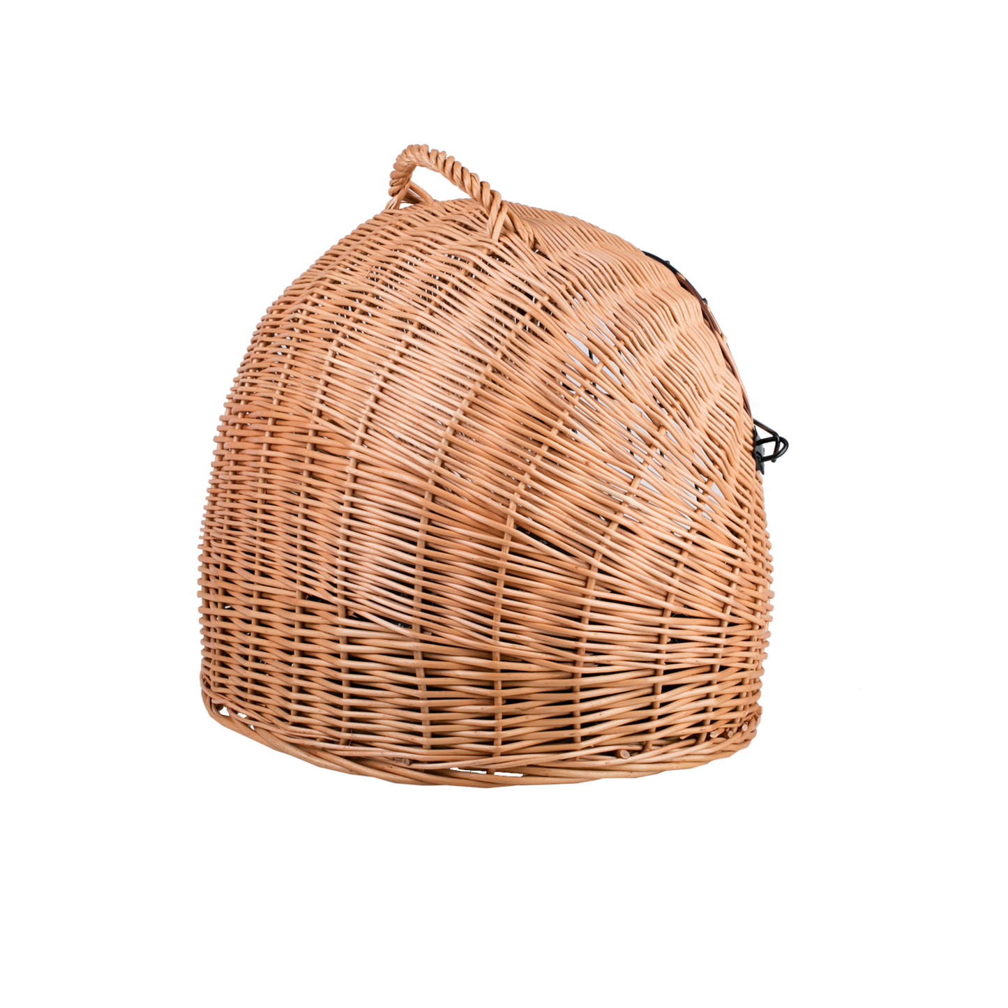 Tactus wiklinowy domek dla kota z poduszką, uchwytem i drzwiczkami TheWickerStories