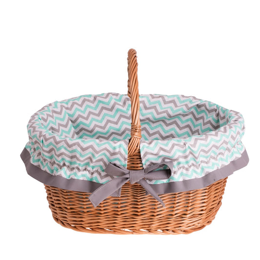 Walerissa kosz na zakupy z rączką wiklinową i szarym obszyciem TheWickerStories