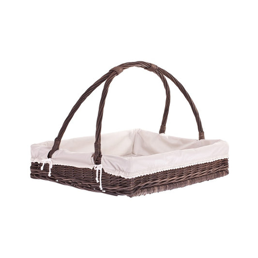 Allium wiklinowy kosz do serwowania z kremowym obszyciem, z rączką TheWickerStories