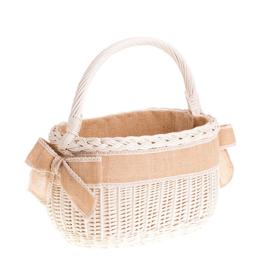 Wictorissa kosz na zakupy z rączką wiklinową i obszyciem jutowym TheWickerStories