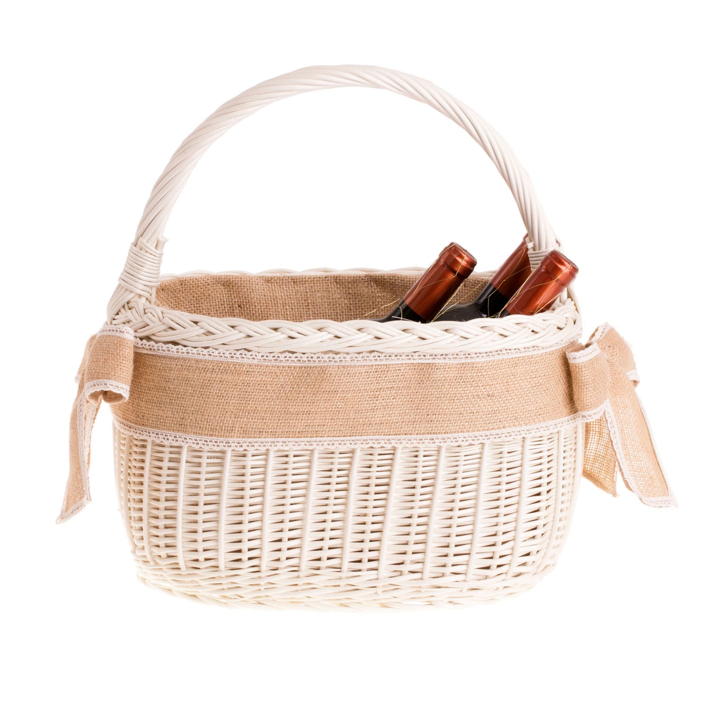 Wictorissa kosz na zakupy z rączką wiklinową i obszyciem jutowym TheWickerStories