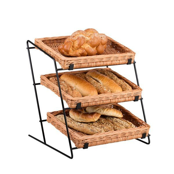 Tiforia wiklinowy stojak ekspozycyjny na ladę z trzema koszykami na metalowej ramie TheWickerStories