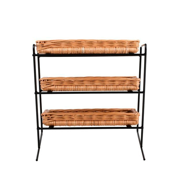 Tiforia wiklinowy stojak ekspozycyjny na ladę z trzema koszykami na metalowej ramie TheWickerStories