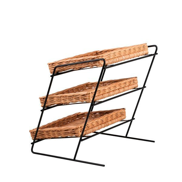 Tiforia wiklinowy stojak ekspozycyjny na ladę z trzema koszykami na metalowej ramie TheWickerStories