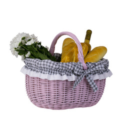 Roter Einkaufskorb  Geschenkkorb aus Weide 42 x 34 H: 23 / 36 cm