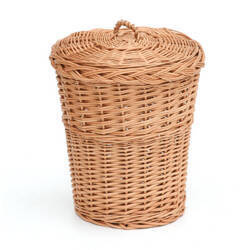 WICKER WASTEPAPER BASKET WITH LID decorative handmade Ø30 H35 CM