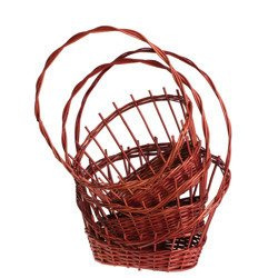 wicker basket gift baket red with handle decorative handmade in 3 sizes