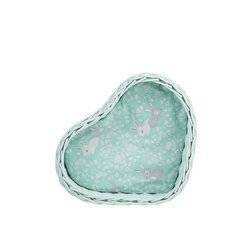 DECOR WICKER TRAY MINT PAINTED WITH CUSHION decorative handmade 38X28 H12 CM