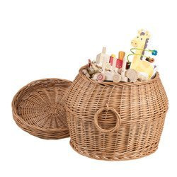 POUFFE WICKER CHEST TRUNK BENCH SEAT WITH STORAGE decorative handmade Ø31 H32 CM