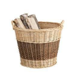 Colorful round wicker storage basket with handles handmade Ø56 H50 cm