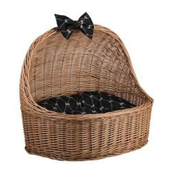 ELSA PET OVAL WICKER BASKET CAT OR DOG ROOFED BASKET WITH PILLOW 60X46 H16/48 CM