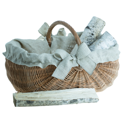 Kaminkorb mit Jutebesatz 62x46 H25/26/38 cm