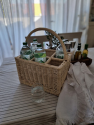 Wicker Six Bottle Basket handmade 36x26 H23/39 cm
