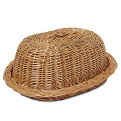 WhiteWashed Wicker BREAD BIN Lined decorative 39x28 H13 cm