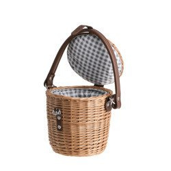 Wicker Round Handbag with leather strap handmade lined Ø23 H24 cm