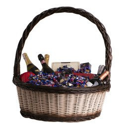 wicker round basket gift basket with handle decorative handmade Ø42 H17/43 cm