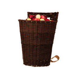 WICKER BACKPACK CONTAINER FOR COLLECTING FRUITS WITH LID 44x39 H50/60 cm