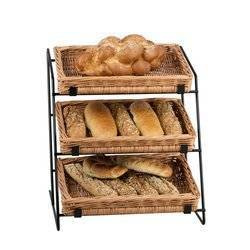 METAL DISPLAY counter STAND WITH WICKER TRAYS 44x47 H42/48 CM / trays 40x30 H7 cm