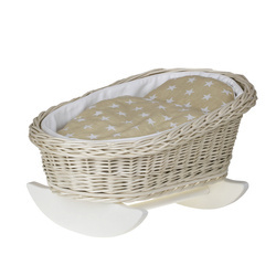 Mimi WICKER BED ROCKING CRADLE FOR DOLLS WITH BEDDING 46X30 H20/26 CM