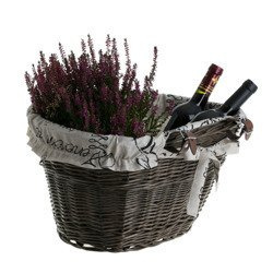 Wicker Bike Basket Lined with Natural Leather straps 42x37 H24 cm