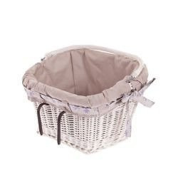 WhiteWashed Wicker Bike Basket handmade vintage retro Lined 46x34 H23/28 cm