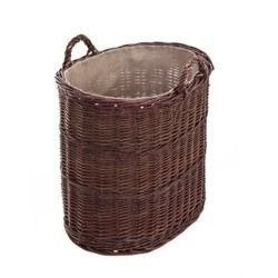 Wicker Oval Log Basket Juta Lined 55x35 H50/57 cm