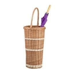 wicker round umbrella basket with handle decorative handmade Ø25 H40/57 cm