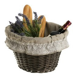 Wicker dark painted Bike Basket Lined with leather straps handmade 42x37 H24 cm