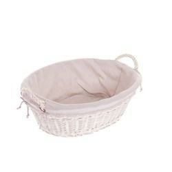 Gebleekte rieten wasmand met zoom 60x44 H23 cm