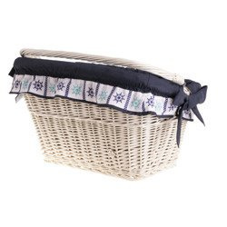 WhiteWashed Wicker Bike Basket handmade vintage retro Lined  46x34 H23/28 cm