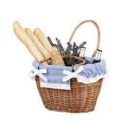 PANIER À PROVISIONS SAC EN OSIER GARNI DE TISSU 40X30 H25/48 CM