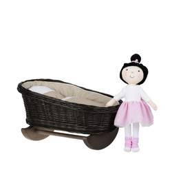 MIMI WICKER BED ROCKING CRADLE FOR DOLLS WITH BEDDING 46X28 H 20/25 CM