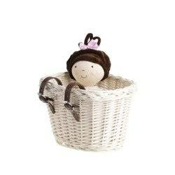 FIETS ACCESSOIRES KINDERBAG BUCKET gebleekt met leren riemen 27X22 H17 CM