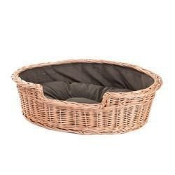 Poppy WICKER OVAL DOG BED WITH PILLOW PET BED 55X38 H15 CM (PILLOW SIZE 42X28)