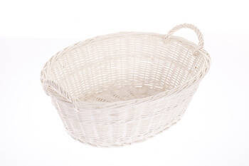 Ovaler dunkelbrauner Wäschekorb aus Weide - Spielzeugkorb 60X44 H23 CM