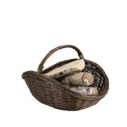 wicker dark fireplace basket basket for wood handmade67x46 H27/40 cm