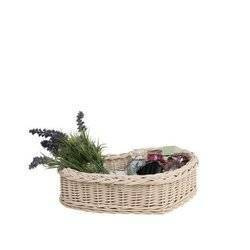 DECOR WICKER TRAY beige PAINTED WITH CUSHION decorative handmade 38X28 H12 CM