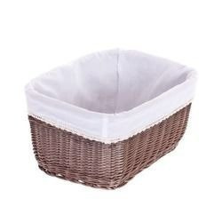 Rieten badkamerrekken met grijze rand 38x28 H20 cm