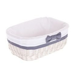 Gebleekte rieten bak afgezet met stof 38x28 H20 cm