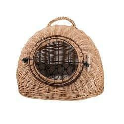 EFA WICKER BASKET PET CAGE PET HOUSE CAT BED PET BED WITH CUSHION 55X45 H47 CM