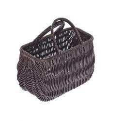DARK PAINTED WICKER SHOPPING BASKET SHOPPING BAG 42x20 H25/34 CM