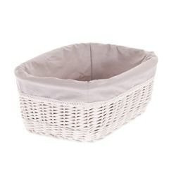 WhiteWashed Wicker storage basket Lined handmade decorative 38x28 H20 cm
