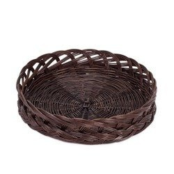 Wicker round storage basket dark painted decorative handmade Ø23 H9 cm