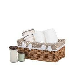 WICKER STORAGE basket  ECO TOY CONTAINER WITH LINEN decorative handmade 50X30 H22 CM
