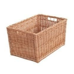 Wicker Rectangular Basket with Plywood Bottom handmade 60x42 H34 cm