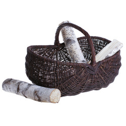 wicker dark painted fireplace basket storage basket handmade 62x46 H25/26/38 cm