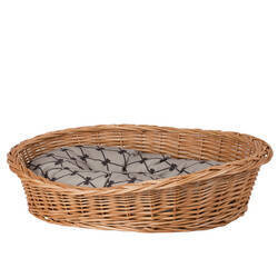 Poppy WICKER OVAL DOG BED WITH PILLOW PET BED 45x32 H15 cm