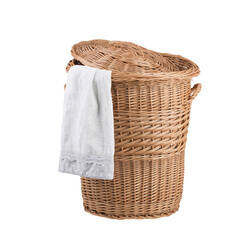 Panier à linge en osier coffre corbeille à linge 45x38 H52 cm
