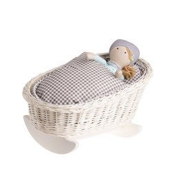 Mimi WICKER BED ROCKING CRADLE FOR DOLLS WITH BEDDING 46X28 H 20/25 CM
