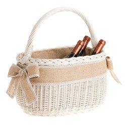 WhiteWashed Wicker Decorative Shopping Basket handmade Lined 40x28 H25/41 cm